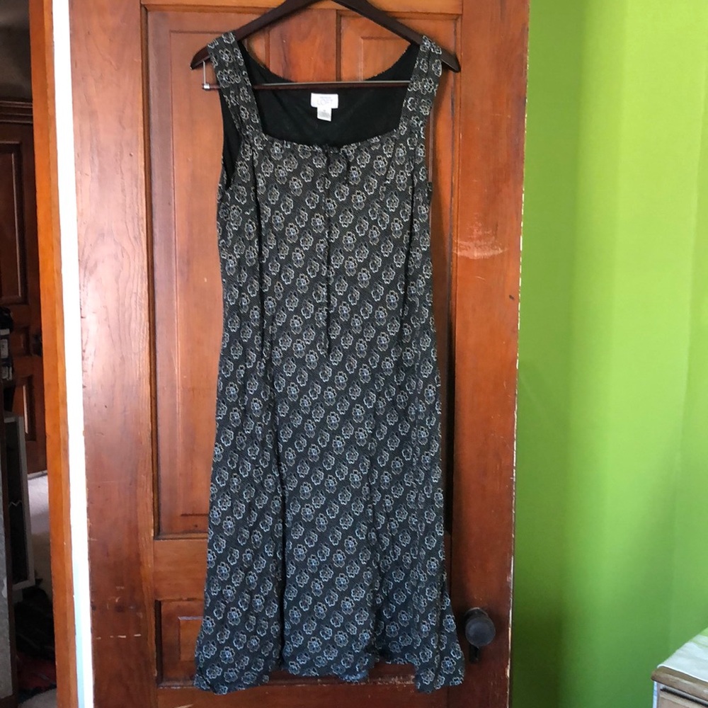 LOFT sundress, black with flowers, size 16